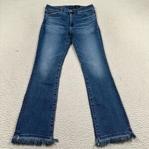 Ag Adriano Goldschmied High-Rise Flared Jeans in Dark Blue